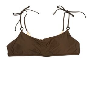J.Crew O-ring tie-shoulder padded bikini top classic brown Size 2X NEW